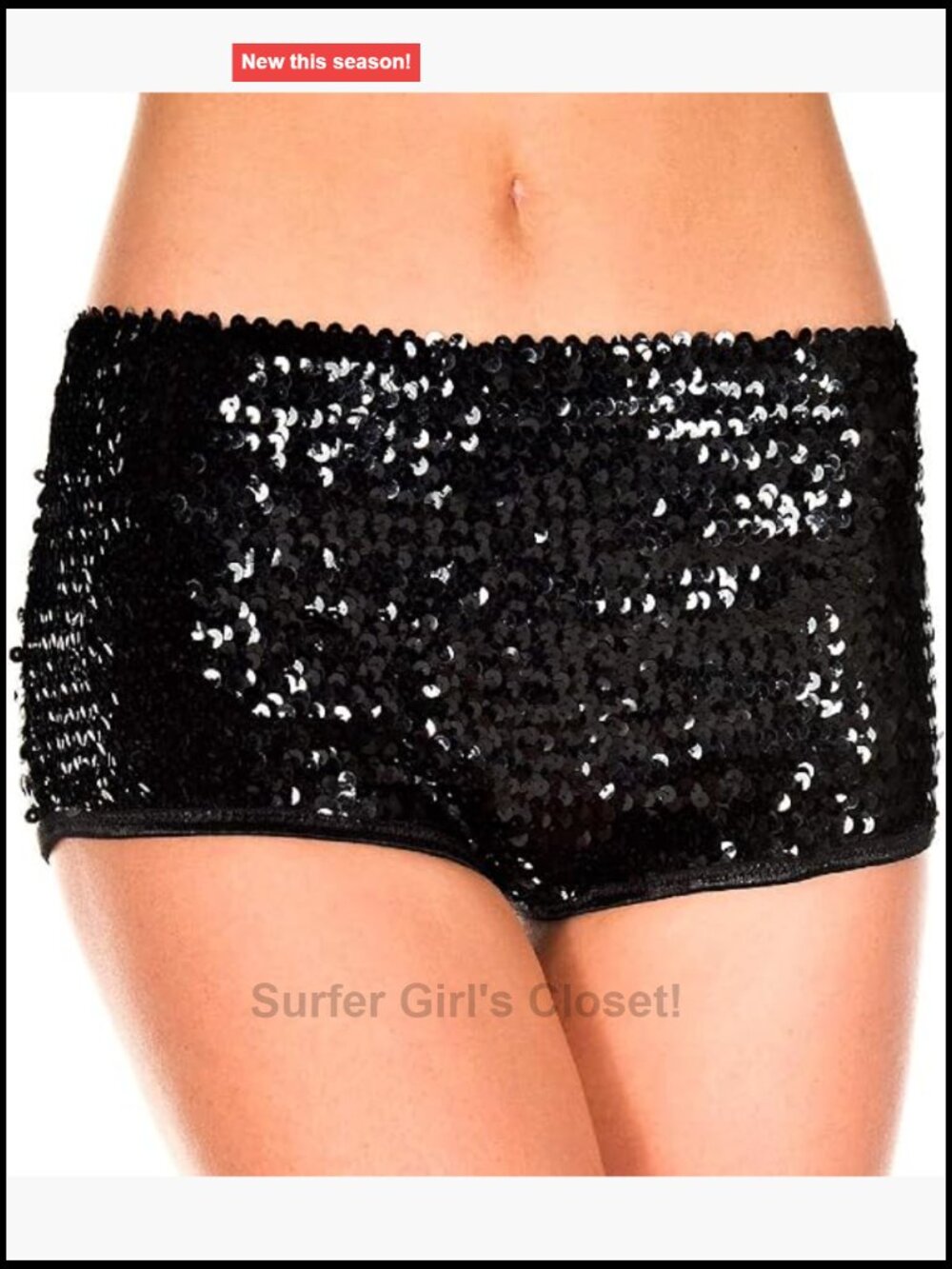 Sequined Booty Shorts Mid Thigh Low Rise Pull On Exotic Dancewear